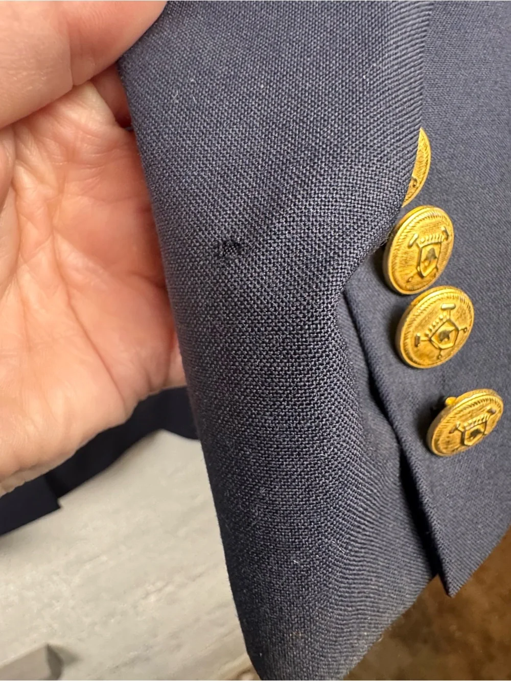Chaps Ralph Lauren Vintage Preppy Wool Blazer Men's Navy  Gold buttons Patch